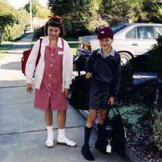 1990 Ist day of Grade 4. Richard's new school is at Haileybury College. He went to Haileybury from Grade 4 to Year 12. Andrea is on her way to Keysborough Park Primary School Grade 5.
