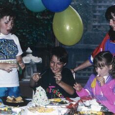 1990 - Richard's 10th birthday with sisters Andrea, Leanne and Vanessa.