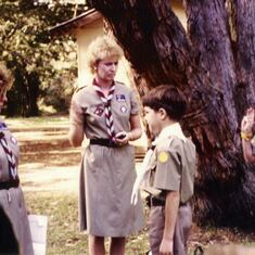 1988 - Richard became a fully-fledged Cub. The Cub Leaders were Carol and Cheryle, both family friends, with Cheryle's son Cameron, and Richard's good friend on the right of the photo.