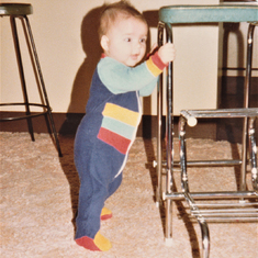 1981 - Look at me... 5 months old and pulling himself up on furniture. 