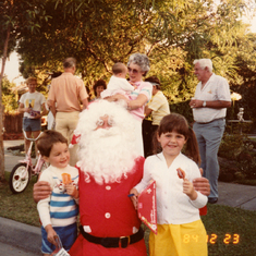 1984 At a friend's court Christmas BBQ with sister Andrea.