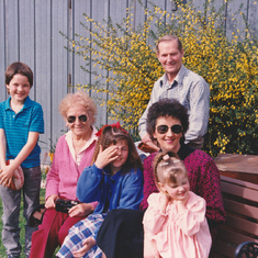 1988 with Grandma Marj and Grandpa Harry (Martin's Parents) Mum Christine, sisters Andrea and Vanessa... It was very sunny and everyone was squinting..lol.