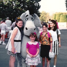 1991 - Andrea, Vanessa, Richard and Leanne loved meeting Eyeore at Disneyworld.