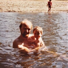 1982 January.. Swimming with his Dad