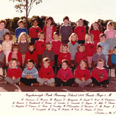 1986 Prep. Photo - Richard 3rd bottom right. Keysborough Park Primary School - Prep/G1. Richard was in a composite Prep/Grade 1 class when he started school.