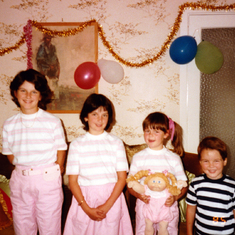 1985 January 1st - with sisters Michelle, Leanne and Andrea. Vanessa would be born in 5 months' time.