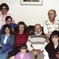 1990 Richard with Mum Christine, sister Vanessa, Great Grandparents Emily & George, Grandfather Paull and sister Leanne