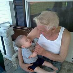 Meeting his Great Grandson Colton