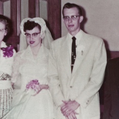 August 6,1956 wedding day. With Agnes and Rudolph Spanel, parents of Leona.