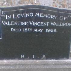 Dad's Father's  Head Stone, Valentine Vincent Waldron