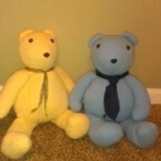 Memory bears made from two of your shirts!!  The two shirts that reminded me the most of you!