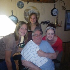 Grandpa and three of his grand-daughters. (Kylie, Kaitlyn and Bailey)