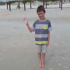 Grandson Jaden with his beach note to pappy