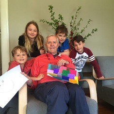 Jim with grandkids Carson, Isabella, Henry and Ilya