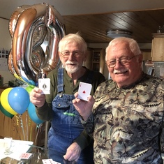 Dick and Bob pose for their win of the card game against Sherry and Tammy. Dick quit a winner❤️
