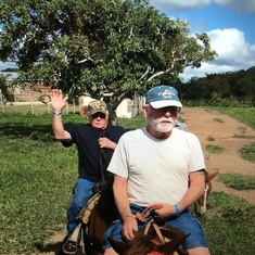 Dick and Bob riding horses in Punta Cana. 