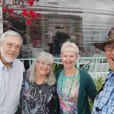 Our last photo together taken in Pollensa, Mallorca, May 2023. With Steve and Anita.