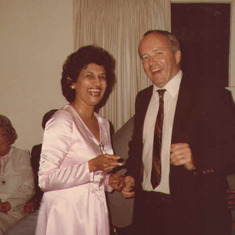 Druscilla and Dad finding something amusing at Rick's wedding Dec 1982