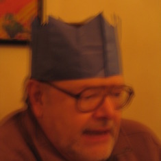 Dad in his paper crown.