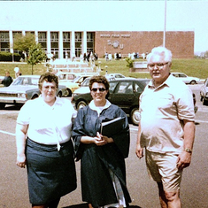 Richard and Barbara with daughter Karen at her college graduation.