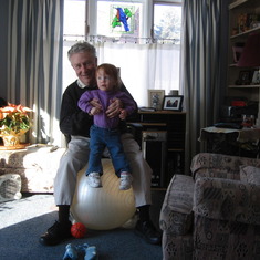 One of the best things Granddad did was bounce the kids on the ball.