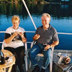 Earline and Richard sitting on his brother Bill's boat, enjoying another great visit to the west coast islands. They made many of these trips and always enjoyed Bill's time and hospitality.