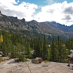 Approaching Mills Lake, Longs Peak in the background. Rocky Mt. National Park, Sept 2021