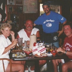 At Bunky's Raw Bar in Florida with Richie & their favorite waiter Ronnie.