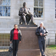 Adelaide and Bob at Harvard yard