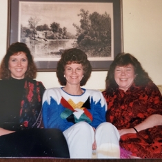 L to R - Sisters Phyllis, Becky, Rannie at Christmas 1988