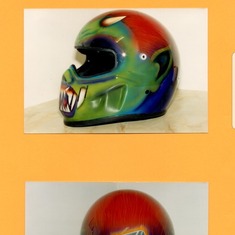 One of the paint jobs he done on a helmet 