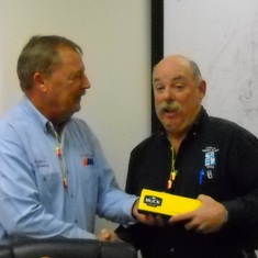 Robert presenting to Tim Hinman for his Safety Committee Service