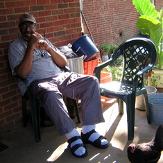 Daddy on the porch of cousin Dimples house in TN