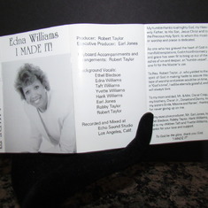 Cassette insert of album Daddy Produced for the fabulous Edna Williams