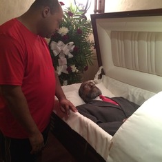 Robby paying respects at Angeles Funeral Home on Crenshaw Blvd. A day before the service.