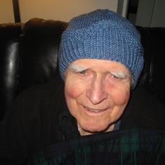 Bob in the hat that Lisa made, 2018