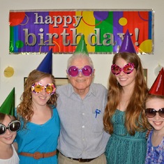 Bob's 85th birthday with all the granddaughters