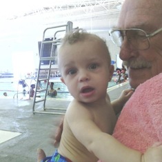 Pawpaw and Malachi first time swimming 