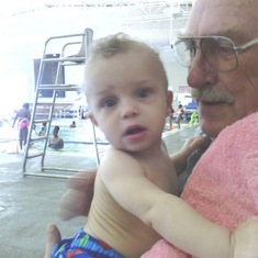 Pawpaw and Malachi first time swimming 