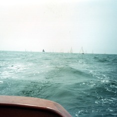 Talisman's first race - The Opera House Cup, Nantucket August 1988. This is what a "horizon job" looks like, at least on the first leg. Our luck wouldn't hold.