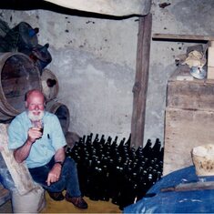 Bottling cider on the farm of friends in France - 1997
