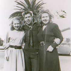Evan with sisters in California in 1946