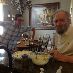 Dad always made the deviled eggs at Thanksgiving and Christmas! It is a tradition we will continue. Making them in his memory each year. Family dinner and holiday cooking was a family affair. 2010