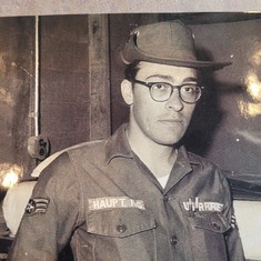 Dad in AirForce work uniform.