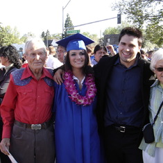 Granddaughter Jenna high school graduation 2011.  Left to right Dad age 89, Jenna, brother Jason, Aunt Mary (Dad's sister)