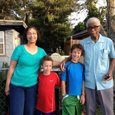 With Robin (Hayling) Jordan and grandsons, Avery and Roman