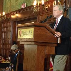 Dr. David Colburn speaks at ACCORD FREEDOM TRAIL Luncheon, flanked by Dr. Hayling at Flagler College