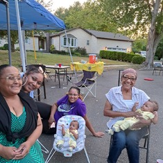 Tracey, Granddaughters  Jennifer and Leah,  Connie and twin Great Grandsons