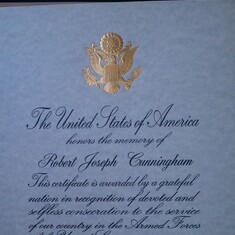Veteran Presidential Memorial Certificate