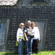 With sisters Cleta and Freda in Gaspé, where they grew up together